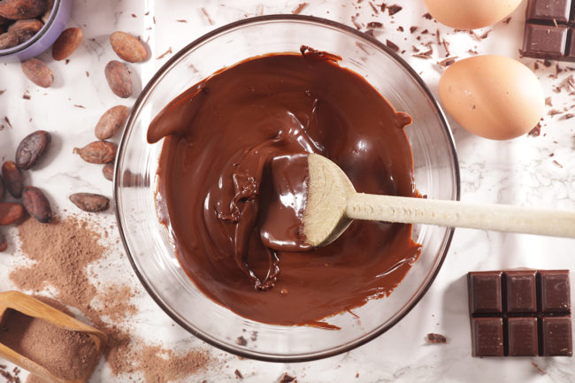 chocolate with ingredient for chocolate cake- top view