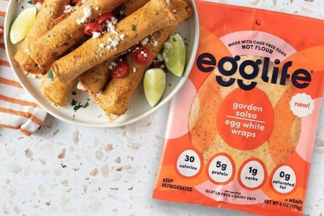 Egglife garden salsa egg white wraps. 