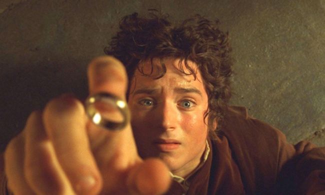 Elijah Wood as Frodo Baggins reaching out for the One Ring in The Lord of the Rings- The Fellowship of the Ring
