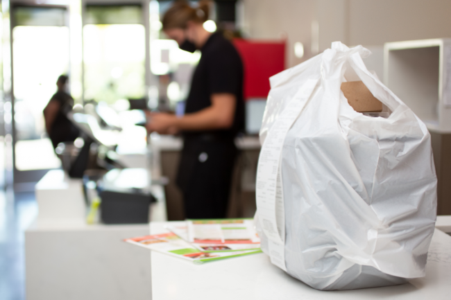 Takeout bag from a restaurant